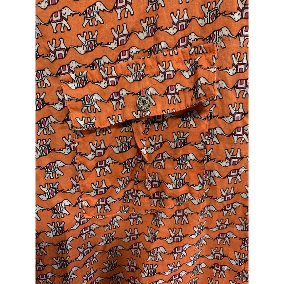 Funky Women's Orange 3/4 Sleeve Elephant Print Lightweight Blouse Large Casual - Picture 2 of 8